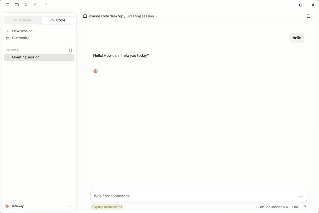 Windows：Code 模式会话与模型选择
