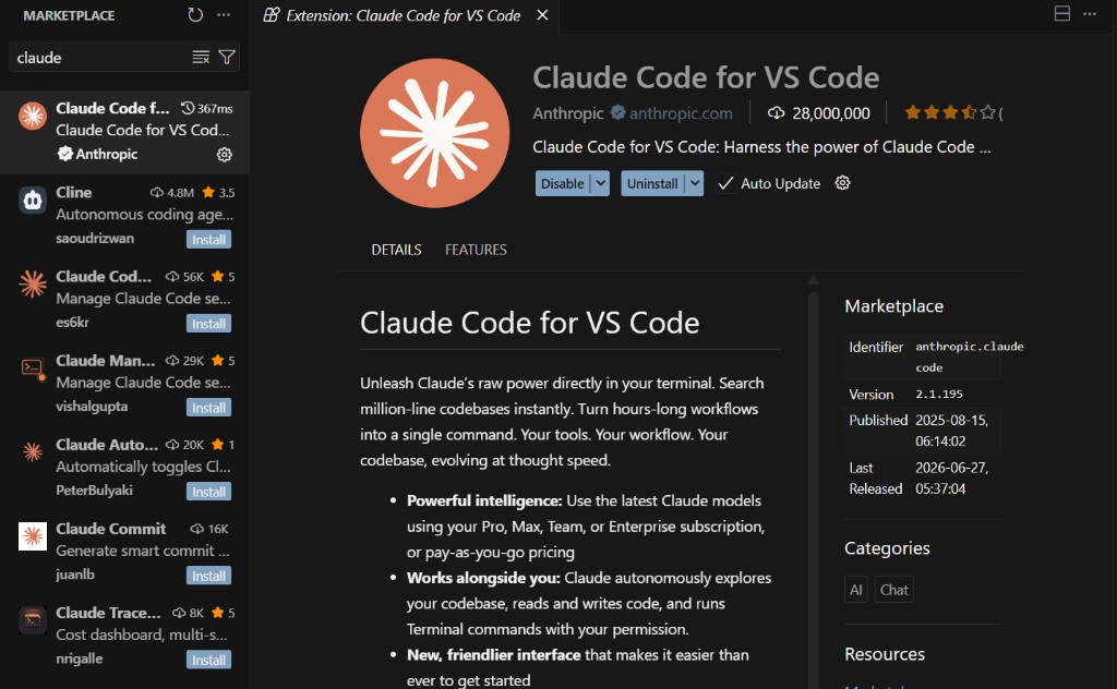 Instalar Claude Code do marketplace