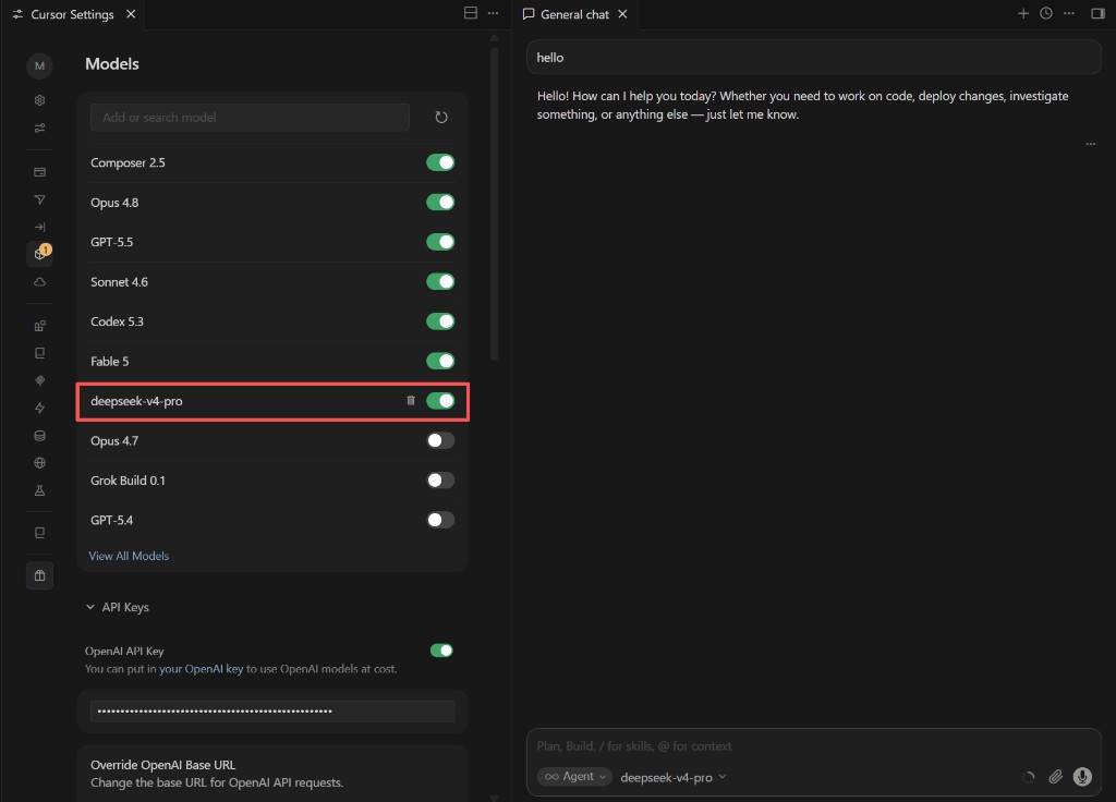 Adicionar e ativar deepseek-v4-pro