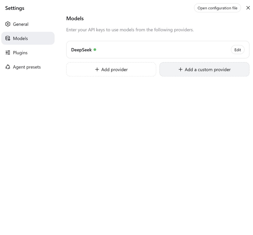 Settings → Models